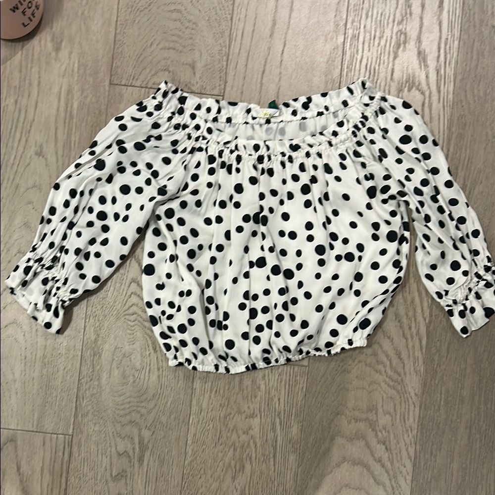 RIXO Black and White Polka Dot Blouse